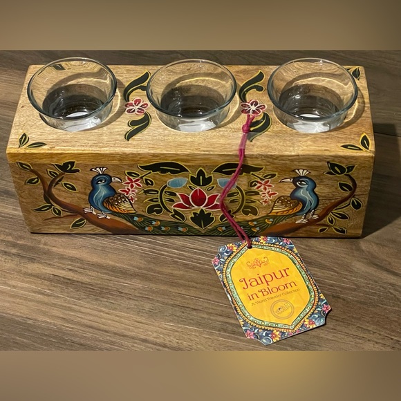 Jaipur in Bloom Tealight Holder NWT Floral Peacock Decor - Picture 1 of 13
